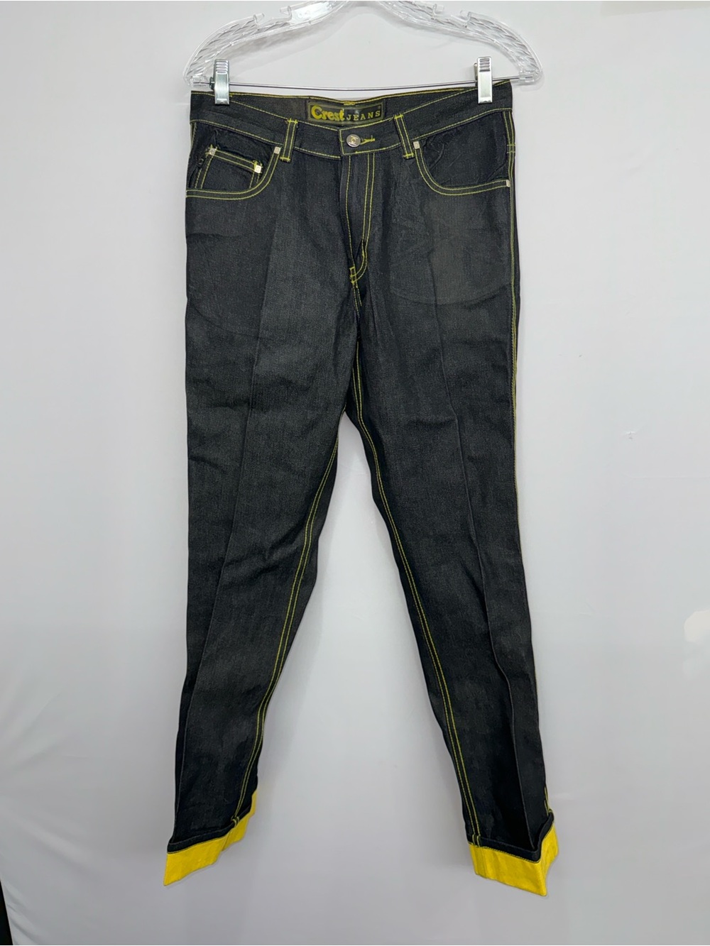 Vintage Crest Jeans The Collection Dark Wash Yellow Stitch W9/10